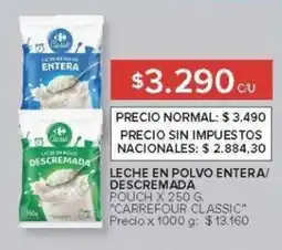 Carrefour Carrefour Classic leche en polvo entera/descremada oferta