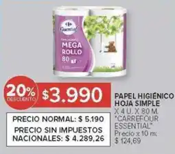 Carrefour Carrefour Essential papel higiénico hoja simple oferta