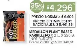 Carrefour Not Burger medallón plant basedp parrillero oferta