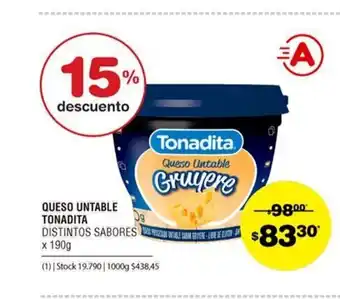 Atomo Conviene Tonadita Queso Untable Tonadita x 190g oferta