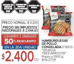 Carrefour Granja Tres Arroyos hamburguesas de pollo congelada oferta