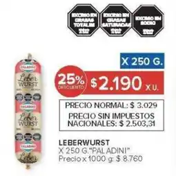 Carrefour Paladini Leberwurst oferta