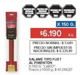 Carrefour Lario salame tipo fuet al pimenton oferta