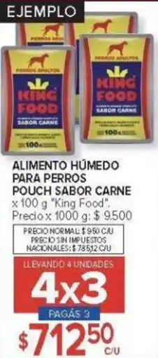 Carrefour King Food alimento humedo para perros carne oferta