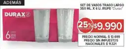 Carrefour Durax set de vasos trago largo oferta