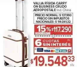 Carrefour Valija rígida carry on business crudo aeropostale oferta