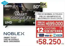 Carrefour Noblex Smart TV 50" UHD 4K Google oferta