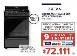 Carrefour Drean cocina multigas negra oferta