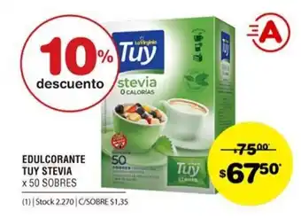 Atomo Conviene Edulcorante Tuy Stevia x 50 Sobres oferta