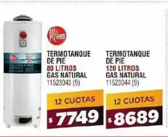 Bringeri Rheem Termotanque De Pie 80 Litros Termotanque De Pie 120 Litros Gas Natural oferta