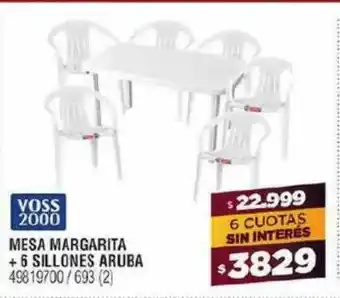 Mesa Margarita + 6 Sillones Aruba Voss 2000
