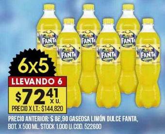 Coto Gaseosa Limón Dulce Fanta oferta