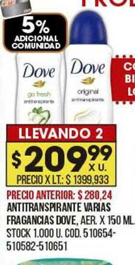 Coto Antitranspirante Varias Fragancias Dove oferta