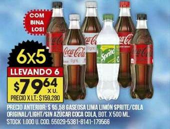 Coto Gaseosa Lima Limón Sprite Cola Original Light Sin Azúcar Coca Cola oferta