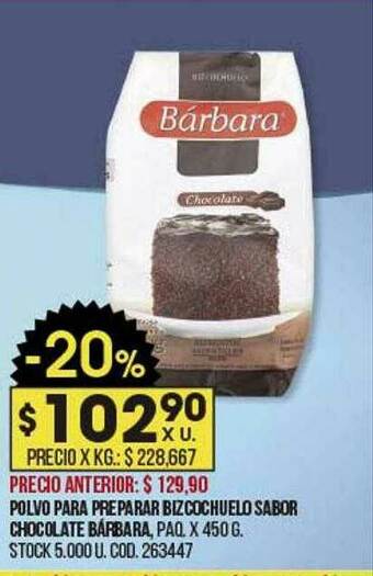 Coto Polvo Para Preparar Bizcochuelo Sabor Chocolate Bárbara oferta