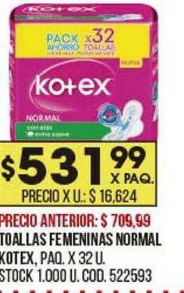 Coto Toallas Femeninas Normal Kotex oferta