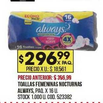 Coto Toallas Femeninas Nocturnas Always oferta