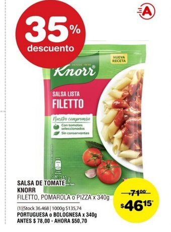 Atomo Conviene Knorr Salsa De Tomate x 340g oferta