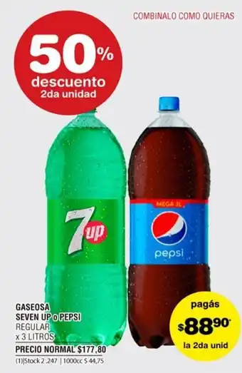 Atomo Conviene Seven Up o Pepsi Gaseosa x 3 Litros oferta