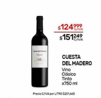 Nini Mayorista Cuesta Del Madero Vino Clásico Tinto oferta