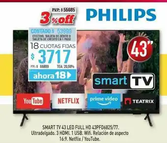 Red del Hogar Smart Tv 43 Led Full Hd 43pfd6825 77 oferta