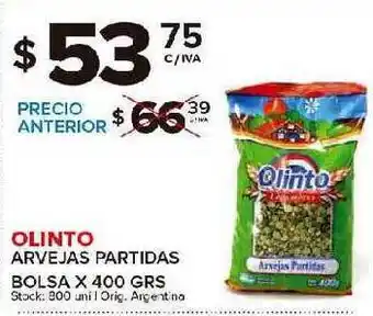 Carrefour Maxi Olinto Arvejas Partidas Bolsa x 400grs oferta