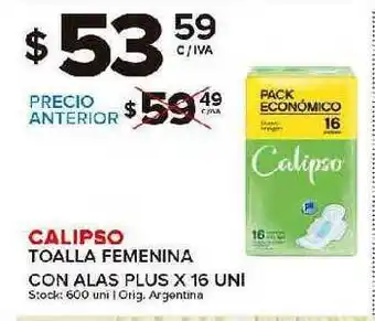 Carrefour Maxi Calipso Toalla Femenina Con Alas Plus X 16 Uni oferta