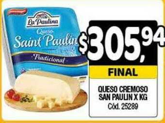Supermercados Yaguar Queso Cremoso San Paulin oferta