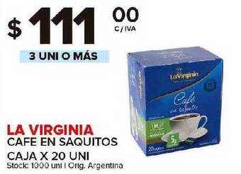 Carrefour Maxi La Virginia Cafe En Saquitos Caja X 20 Uni oferta