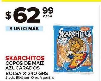 Carrefour Maxi Skarchitos Copos De Maiz Azucarados Bolsa X 240 Grs oferta