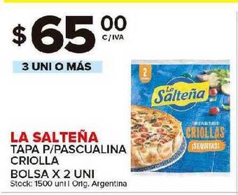 Carrefour Maxi La Salteña Tapa P Pascualina Criolla Bolsa X 2 Uni oferta
