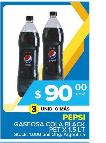 Carrefour Maxi Pepsi Gaseosa Cola Black Pet X 1.5 Lt oferta