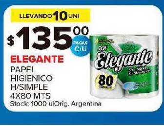 Carrefour Maxi Elegante Papel Higienico H Simple 4x80 Mts oferta