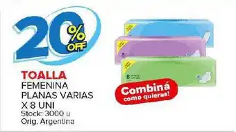 Toalla Femenina Planas Varias X 8 Uni