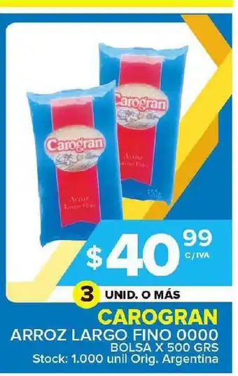 Carrefour Maxi Carogran Arroz Largo Fino 0000 x 500grs oferta