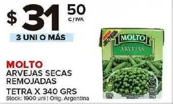 Carrefour Maxi Molto Arvejas Secas Remojadas Tetra x 340grs oferta