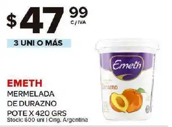 Carrefour Maxi Emeth Mermelada De Durazno Pote X 420grs oferta