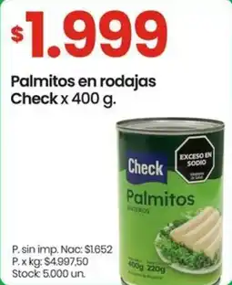 Changomas Check palmitos en rodajas oferta