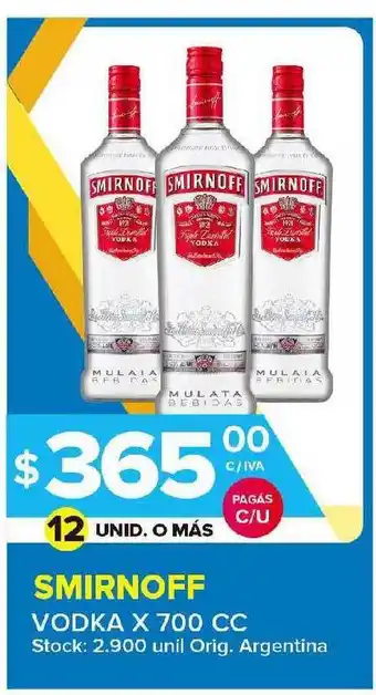 Carrefour Maxi Smirnoff Vodka X 700cc oferta