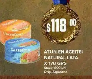 Carrefour Maxi Atun En Aceite Natural Lata x 170grs oferta