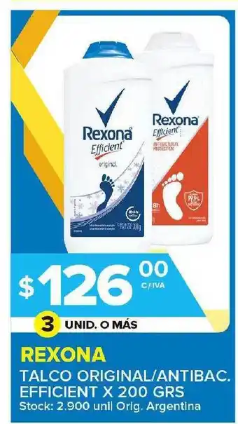 Carrefour Maxi Rexona Talco Original Antibac. Efficient x 200grs oferta