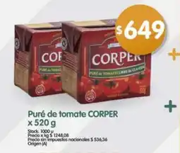 Supermercados Buenos Días Corper puré de tomate oferta