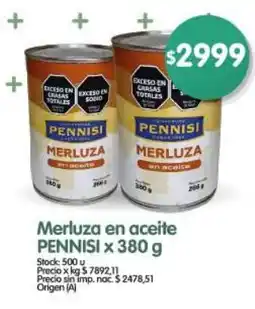 Supermercados Buenos Días Pennisi merluza en aceite oferta