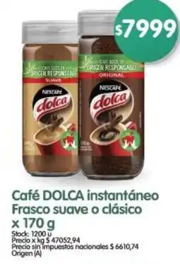Supermercados Buenos Días Dolca café instantáneo frasco suave o clásico oferta