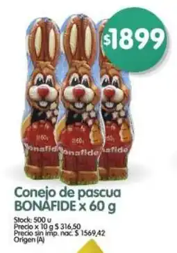 Supermercados Buenos Días Bonafide conejo de pascua oferta