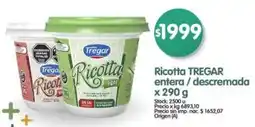 Supermercados Buenos Días Tregar ricotta entera/descremada oferta