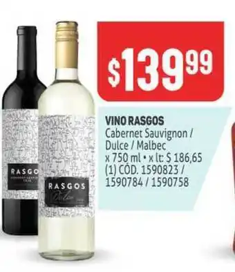 Makro Vino Rasgos Cabernet Sauvignon - Dulce - Malbec x 750ml oferta