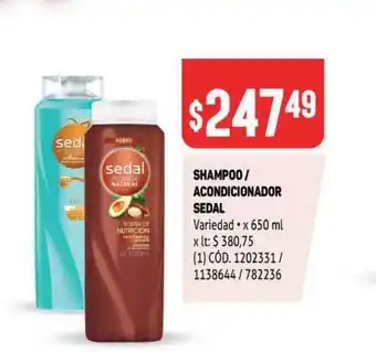 Makro Shampoo - Acondicionador Sedal x 650ml oferta