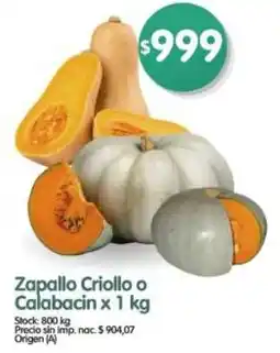 Supermercados Buenos Días Zapallo criollo o calabacin oferta