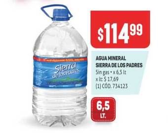 Makro Agua Mineral Sierra De Los Padres x 6.5lt oferta